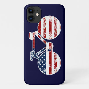 Coque iPhone 11 drapeau patriotique États-Unis d'Amérique vélo