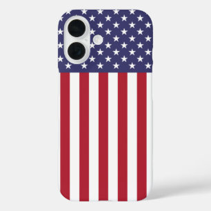Coque Pour iPhone 16 Drapeau Patriotique Rouge Blanc Bleu Étoiles Et Fr