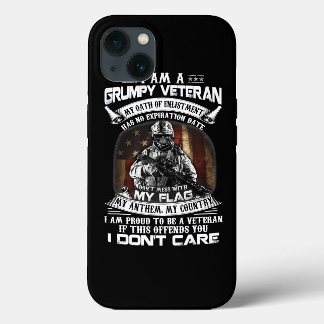 Coques Case-Mate iPhone Drapeau rétro US Vétérinaire Jour Dont Mess Avec M (Verso)