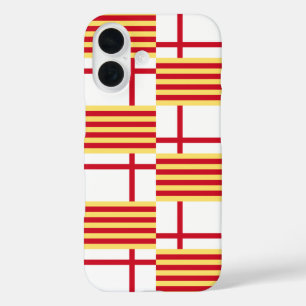 Coque Pour iPhone 16 Drapeau Rouge Blanc Jaune Barcelone Vector Art