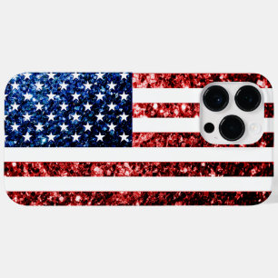Coque Case-Mate iPhone Drapeau rouge bleu étincelante parties scintillant