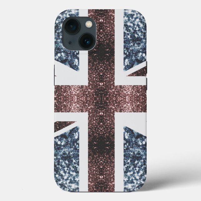 Coques Case-Mate iPhone Drapeau rustique UK rouge bleu étincelants parties (Verso)