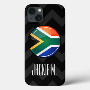 Coque Case-Mate iPhone Drapeau sud-africain rond brillant