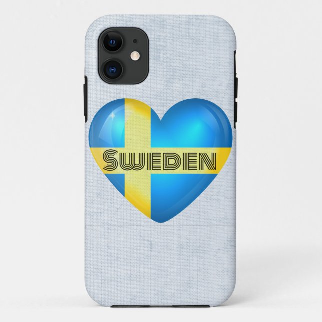 Coques Case-Mate iPhone Drapeau suédois en forme de cœur (Dos)