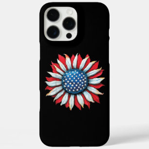 Coque iPhone 16 Pro Max Drapeau Tournesol Américain 4 juillet Femmes Homme