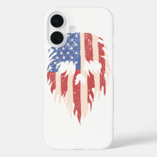 Coque Pour iPhone 16 Drapeau USA Crâne Barbe | Design Patriotique Détre