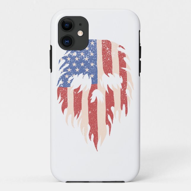 Coques Case-Mate iPhone Drapeau USA Crâne Barbe | Design Patriotique Détre (Dos)