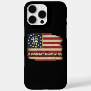 Coque iPhone 16 Pro Max Drapeau vintage en détresse We The People Trump 45