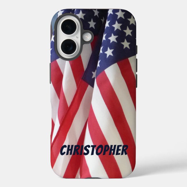 Coques Case-Mate iPhone Drapeaux américains, Nom personnalisé (Verso)