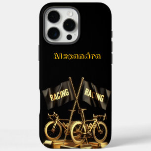 Coque iPhone 16 Pro Max Drapeaux de vélo dorés dans un étalage audacieux