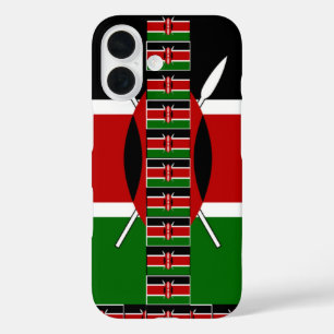 Coques iPhone 16 Drapeaux sans fil du Kenya Cadres frontaliers Art 