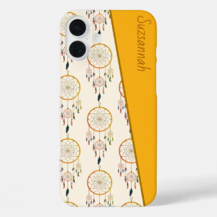 Coque Pour iPhone 16 Plus Dreamcatcher Feather Motif Boho Nom personnalisé