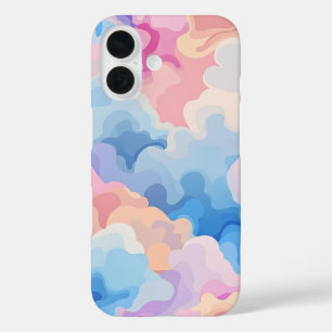 Coque Pour iPhone 16 Dreamy Pastel Abstrait Cloud Motif en Aquarelle