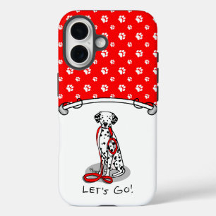 Coque Pour iPhone 16 Drôle Allons-y ! Dalmatien (noir 1) en promenade