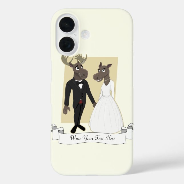 Coques Case-Mate iPhone Drôle Caricature du Mariage d'orignal (Verso)