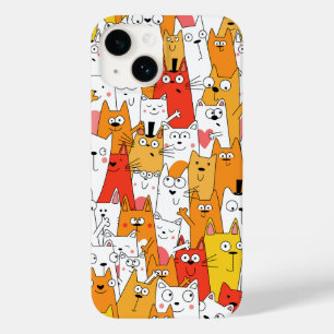 Coque Case-Mate iPhone Drôle Cartoon Cats Group Doodle