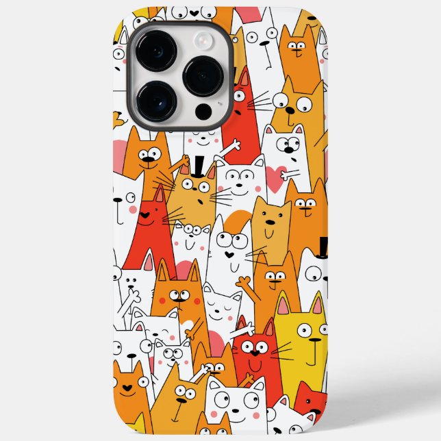 Coques Case-Mate iPhone Drôle Cartoon Cats Group Doodle (Verso)