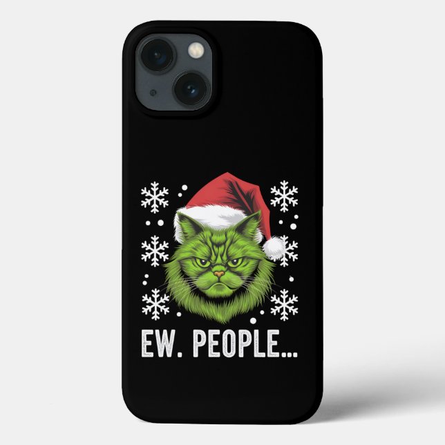 Coques Case-Mate iPhone Drôle de chat de Noël Ew personnes amateurs de cha (Verso)