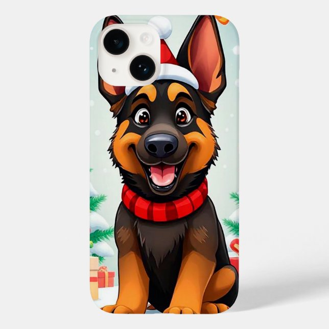 Coques Case-Mate iPhone Drôle de chien Berger Allemand Noël Festif (Verso)