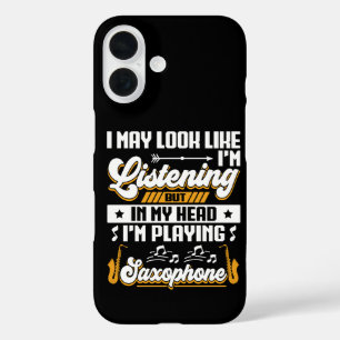 Coque Pour iPhone 16 Drôle d'écoute Dans ma tête je joue du saxophone