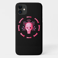 Drôle Design de crâne - Crâne rose avec ver heureu