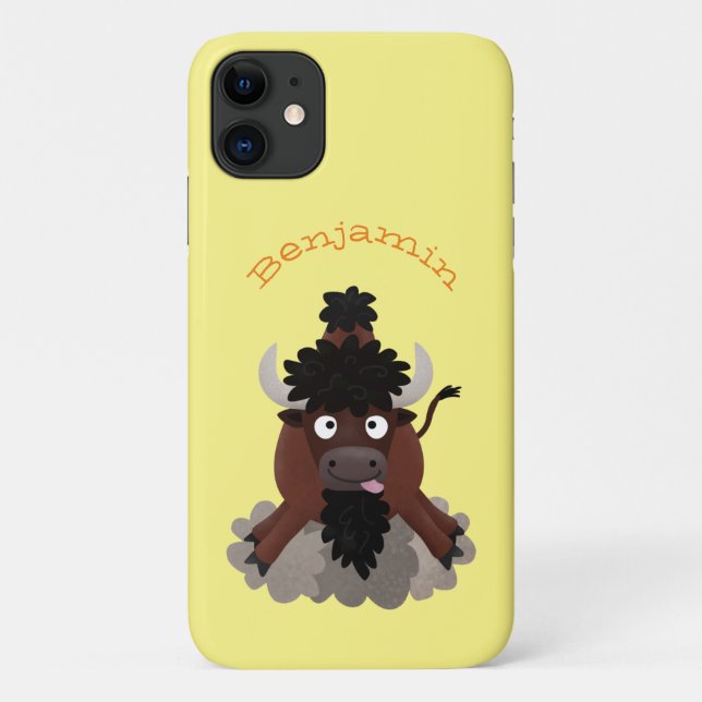 Coques Case-Mate iPhone Drôle dessin animé de bison de buffle (Dos)
