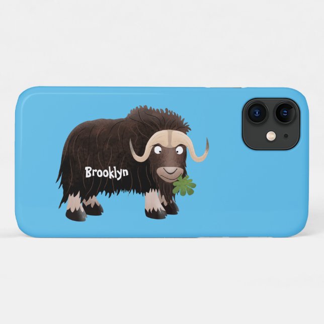 Coques Case-Mate iPhone Drôle dessin animé de boeuf musqué (Dos (Horizontal))
