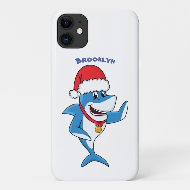 Coques Case-Mate iPhone Drôle dessin animé de requin de Noël (Dos)