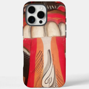 Coque iPhone 16 Pro Max Drôle effrayant Langue bizarre asiatique Halloween
