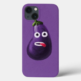 iPhone 13 Case Drôle Eggplant Cartoon Caractère Cute Vegetable