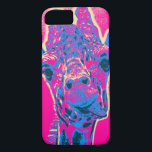 Coque Case-Mate Pour iPhone Drôle Giraffe Sticking out son langue<br><div class="desc">Une pose amusante d'une jolie girafe - qui sort sa langue ! Couleurs de néon gaies et amusantes de rose et de bleu. A une ambiance pop art rétro des années 60 amusante.</div>