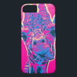 Coque Case-Mate Pour iPhone Drôle Giraffe Sticking out son langue<br><div class="desc">Une pose amusante d'une jolie girafe - qui sort sa langue ! Couleurs de néon gaies et amusantes de rose et de bleu. A une ambiance pop art rétro des années 60 amusante.</div>