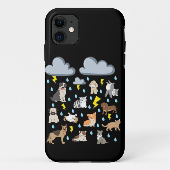 Coques Case-Mate iPhone Drôle Idiome Anglais Il Pleut des Chats et des Chi (Dos)