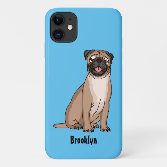 Coques Case-Mate iPhone Drôle joyeux dessin animé de chien de carlin (Dos)