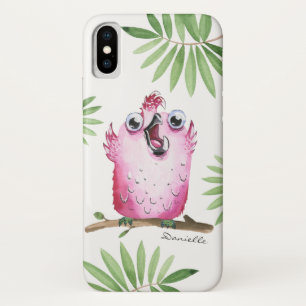 Coque Case-Mate Pour iPhone Drôle oiseau rose avec votre nom