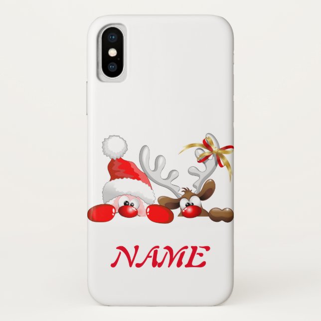 Coques Case-Mate iPhone Drôle Père Noël et Reindeer Cartoon (Dos)