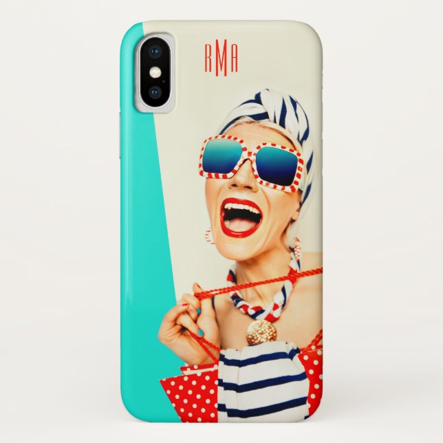Coques Case-Mate iPhone Drôle Retro Femme dans lunettes de soleil avec Mon (Dos)