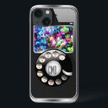 iPhone 13 Case Drôle Retro Téléphone avec cadre photo<br><div class="desc">Téléphone rétro mignon et humoristique avec cadre photo. Retro prend le téléphone moderne. monogramme personnalisé et optionnel. Vous pouvez remplacer les carreaux de mosaïque par votre photo ou l'avoir telle quelle.</div>