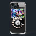 iPhone 13 Case Drôle Retro Téléphone avec cadre photo<br><div class="desc">Téléphone rétro mignon et humoristique avec cadre photo. Retro prend le téléphone moderne. monogramme personnalisé et optionnel. Vous pouvez remplacer les carreaux de mosaïque par votre photo ou l'avoir telle quelle.</div>