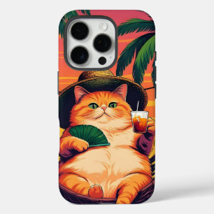 Coque iPhone 16 Pro Drôle Rétro Vacances de chats d'été