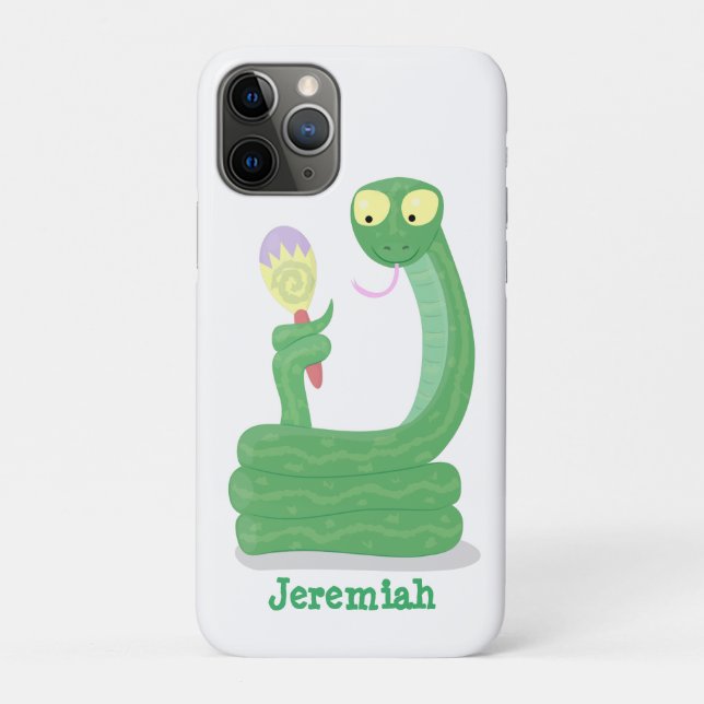 Coques Case-Mate iPhone Drôle serpent vert avec caricature maraca (Dos)