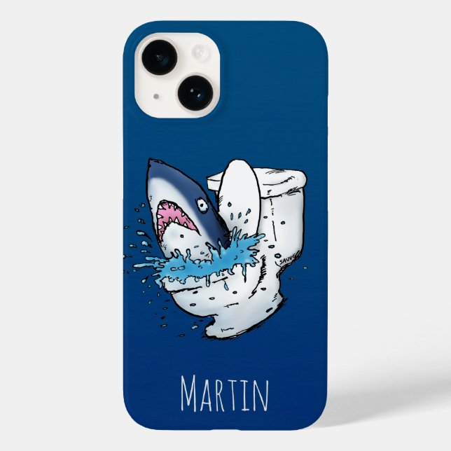 Coques Case-Mate iPhone Drôle Toilette Personnalisée Requin (Verso)