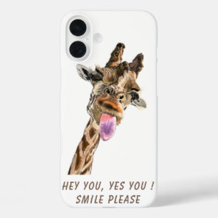 Coque Pour iPhone 16 Plus Drôle Tongue Giraffe Sortie Texte Personnalisé