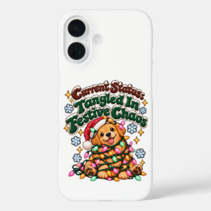 Coque Pour iPhone 16 Drôles de lumières de Noël pour chien Sarcasme d'h