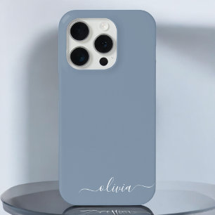 Case-Mate iPhone Case Dusty Blue minimaliste moderne Monogramme élégant