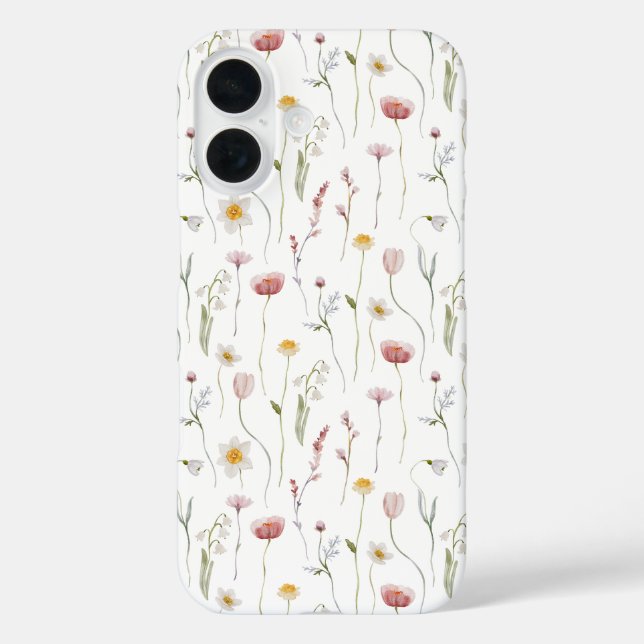 Coques Case-Mate iPhone Dusty Pink Watercolor Wildflower (Verso)