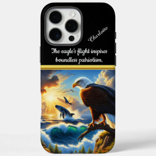 Coque iPhone 16 Pro Max Eagle supervise la baleine au coucher du soleil