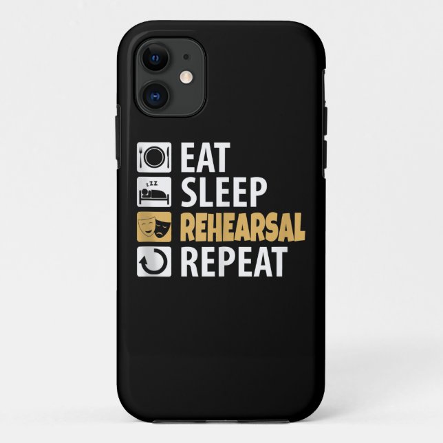 Coques Case-Mate iPhone Eat Sleep Rehearsal (Dos)