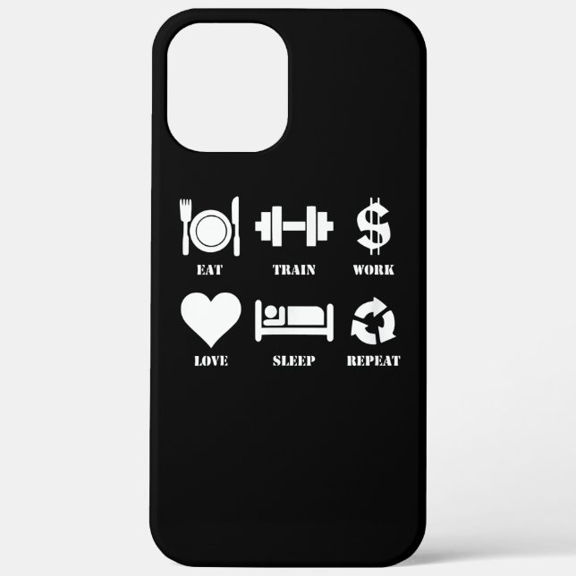 Coques Case-Mate iPhone Eat Train Work Love Sleep Repeat Motivational Gym (Verso)