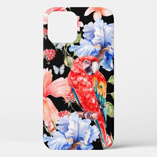 Coques Case-Mate iPhone Eau couleur motif avec fleurs roses, iris, hibi (Verso)